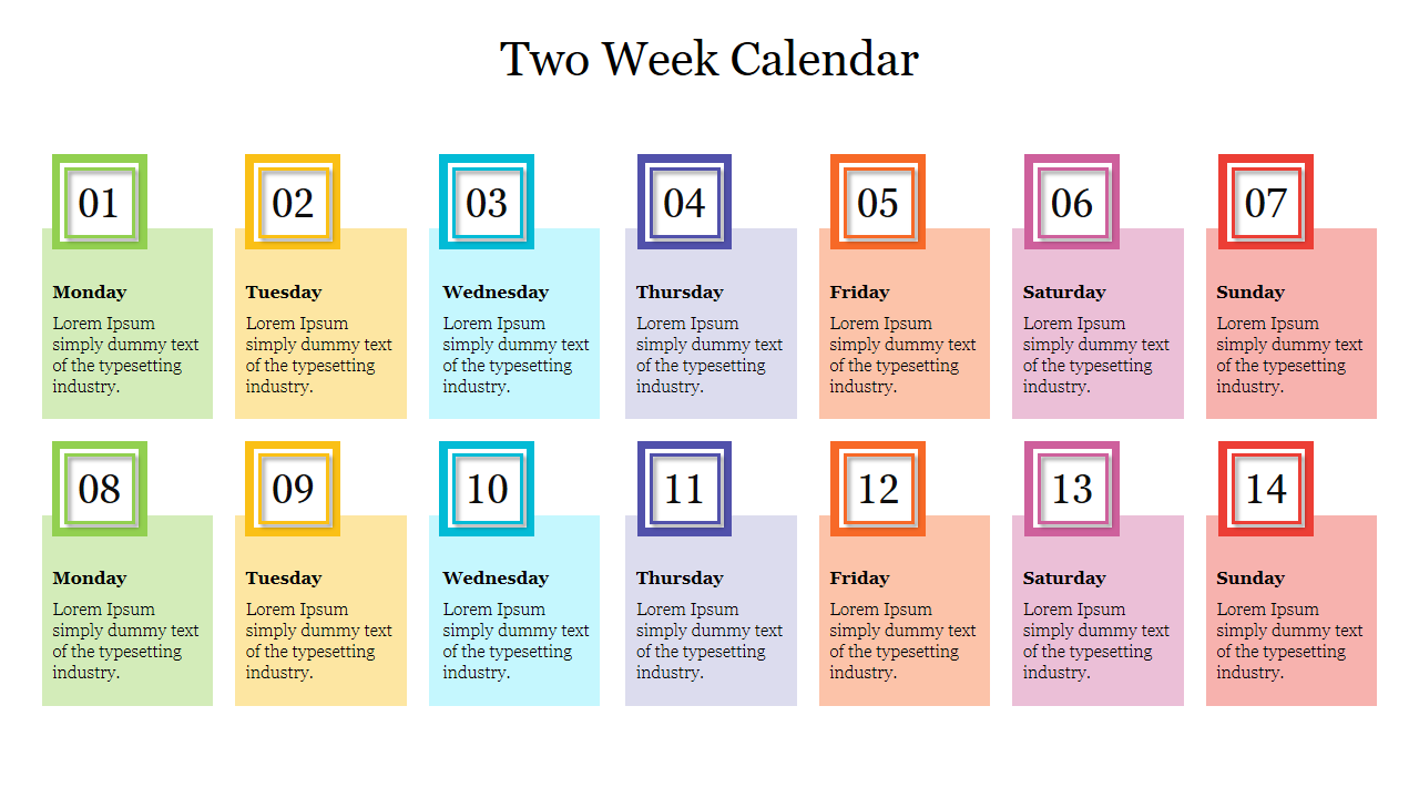 Two Week Calendar